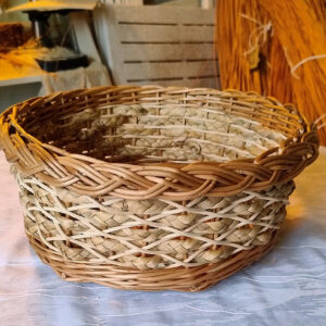 Mísa z vrbového proutí se vzorem diamantová vazba z pedigu a vodního hyacintu spleteného do copánku - typ 2